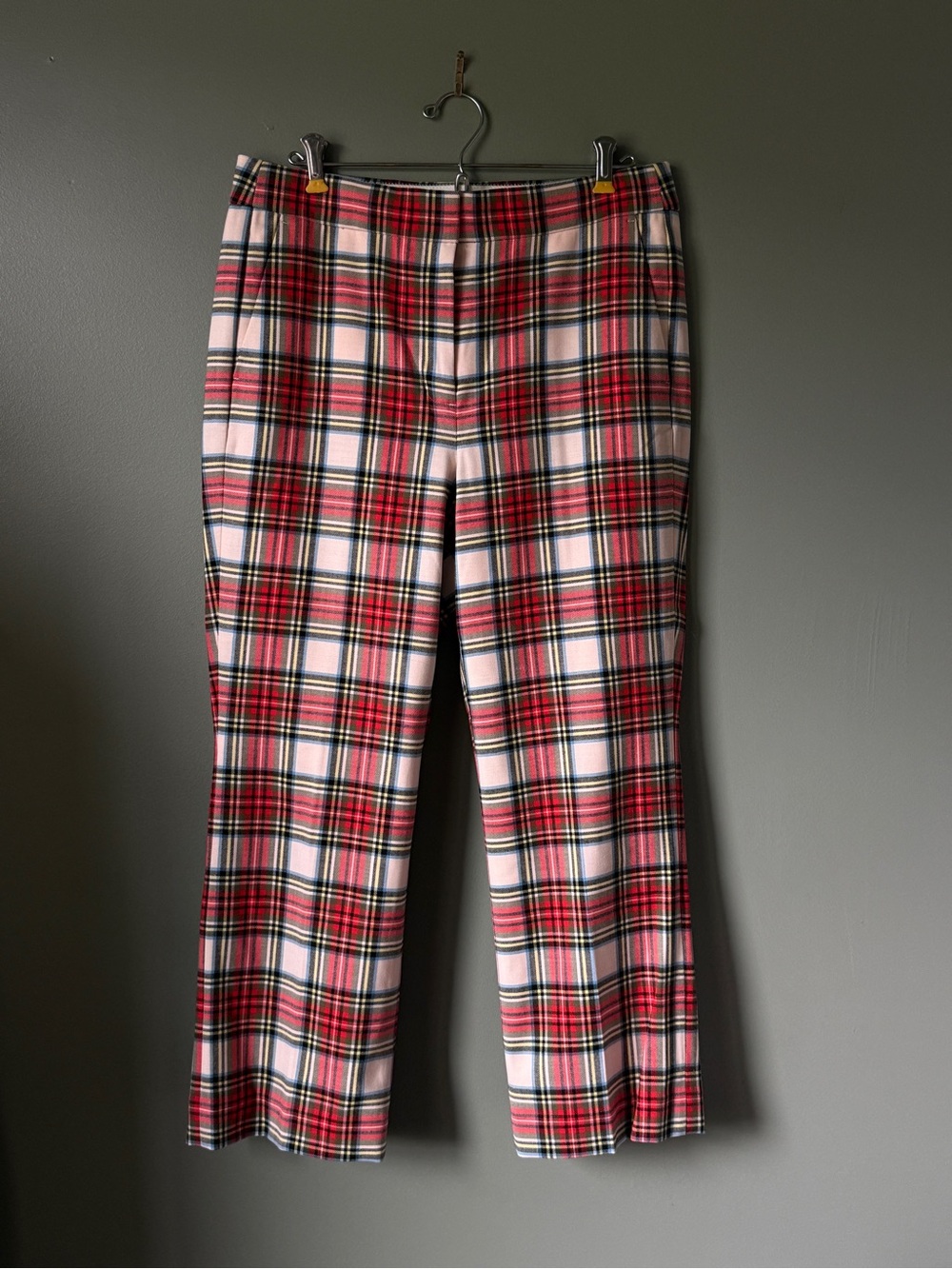 J. Crew - Willa cropped flare pant in Snowy Stewart tartan wool blend - Size 10